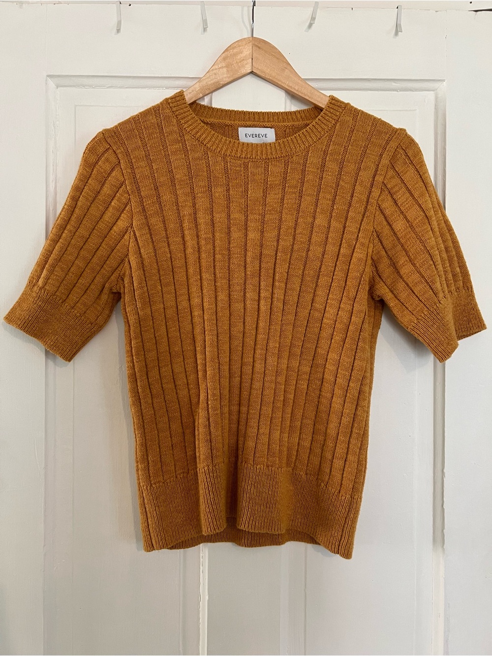 Evereve Ribbed Knit Short Sleeve Sweater Size Medium